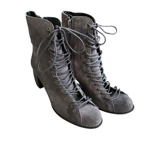 Jeffrey Campbell Charcoal Lace-Up Boots